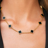 Rosalyn Leaf Necklace - Black